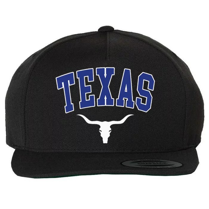 Texas USA Bull America Font Wool Snapback Cap