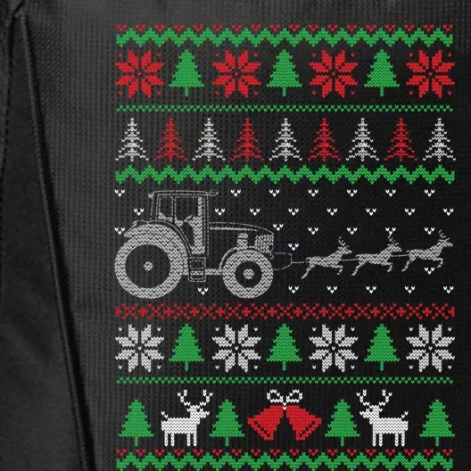 Tractor Ugly Christmas Funny Farming Farmer Xmas Gift City Backpack