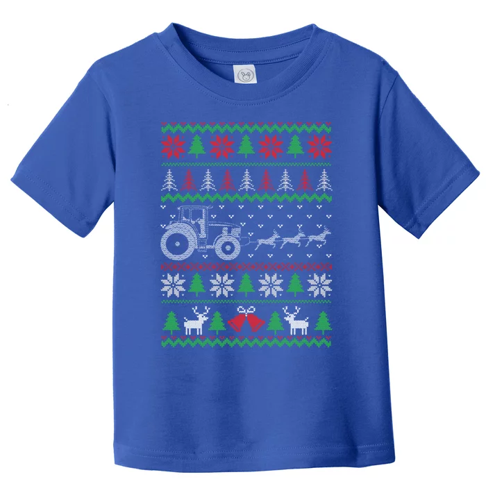 Tractor Ugly Christmas Funny Farming Farmer Xmas Gift Toddler T-Shirt