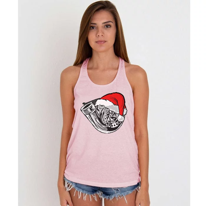 Turbo Ugly Christmas Car Enthusiast Racing Drifting Matching Cute Gift Women's Knotted Racerback Tank