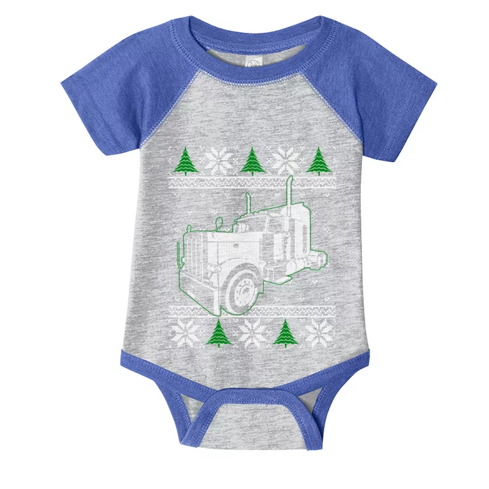 Trucker Ugly Christmas Sweater Truck Driver Gift Infant Baby Jersey Bodysuit