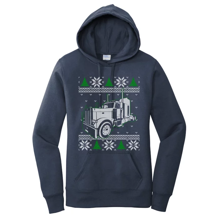 Trucker Ugly Christmas Sweater Truck Driver Gift Women's Pullover Hoodie