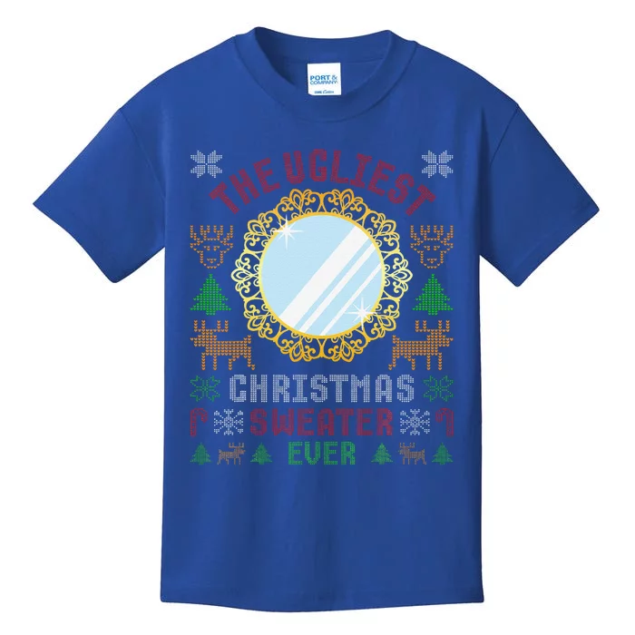 The Ugliest Christmas Sweater Ever With An Image Of A Mirror Kids T-Shirt