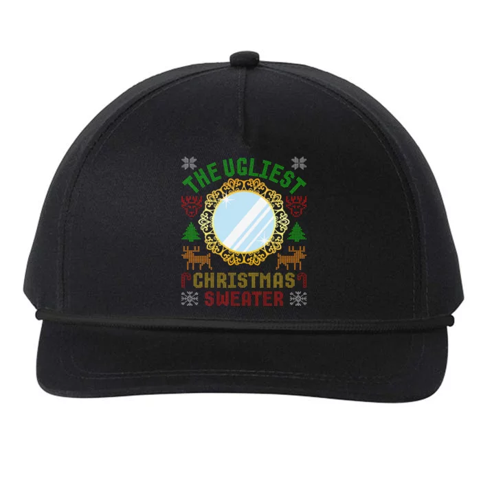 The Ugliest Christmas Sweater With An Image Of A Mirror Snapback Five-Panel Rope Hat