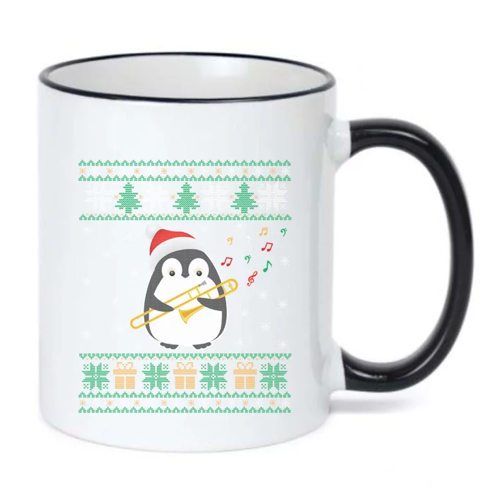 Trombone Ugly Christmas Sweater Penguin Xmas Family Matching Cool Gift Black Color Changing Mug