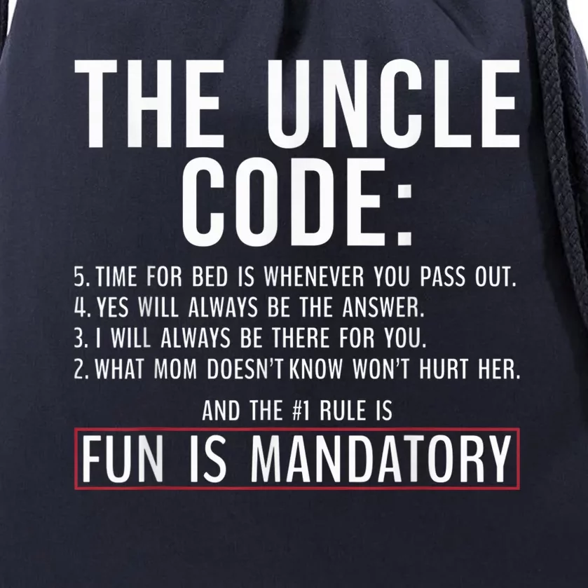 The Uncle Code Fun ins Mandatory Family Brother Uncle Drawstring Bag