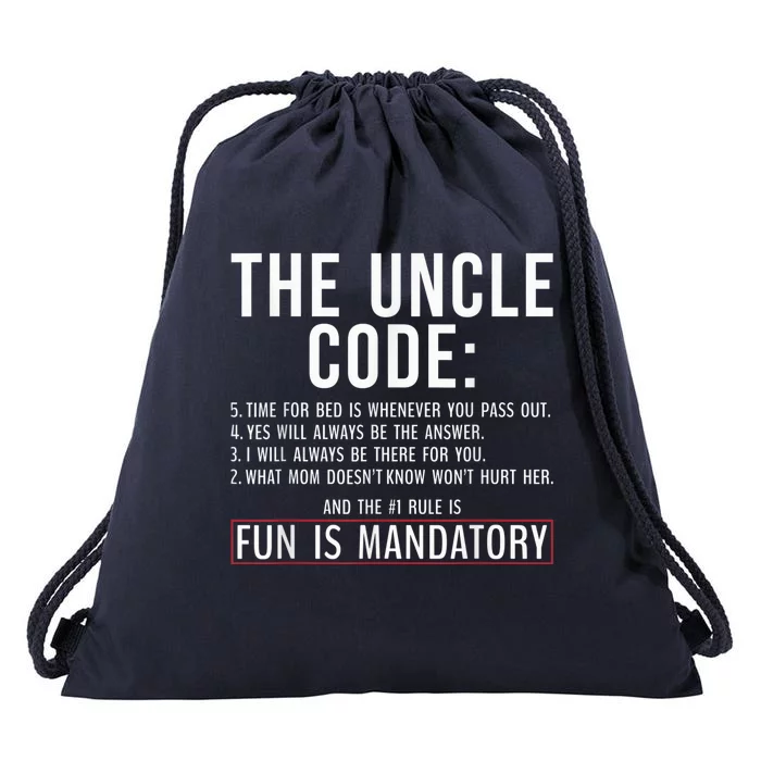 The Uncle Code Fun ins Mandatory Family Brother Uncle Drawstring Bag