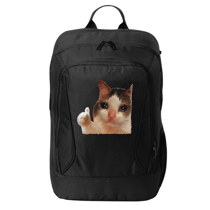 Thumbs Up Crying Cat Meme Cat Crying Thumps Up Memes Sad Cat City Backpack