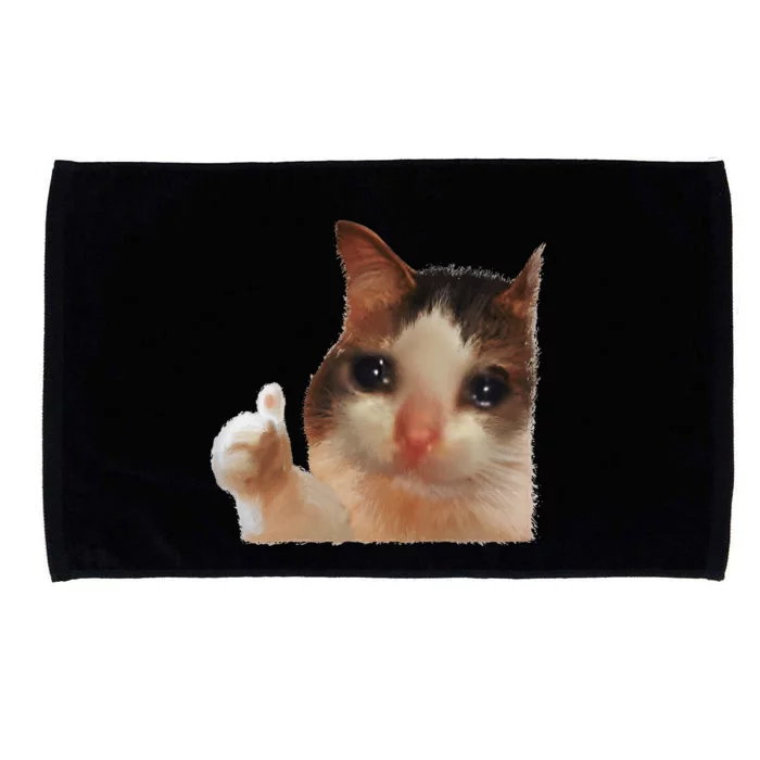 Thumbs Up Crying Cat Meme Cat Crying Thumps Up Memes Sad Cat Microfiber Hand Towel