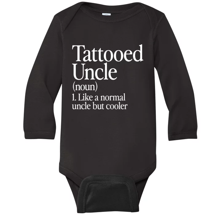 Tattooed Uncle Definition Tattoo Retro Aesthetic Family Baby Long Sleeve Bodysuit