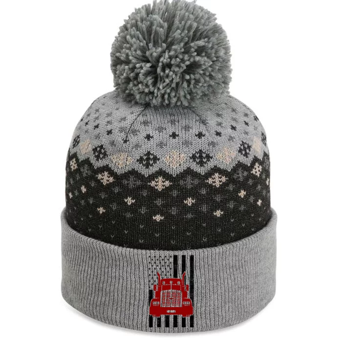 American Trucker USA Flag The Baniff Cuffed Pom Beanie