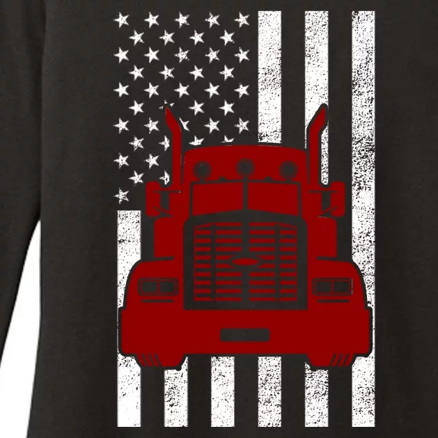 American Trucker USA Flag Womens CVC Long Sleeve Shirt