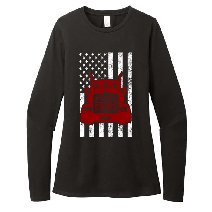 American Trucker USA Flag Womens CVC Long Sleeve Shirt