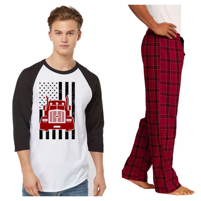 American Trucker USA Flag Raglan Sleeve Pajama Set