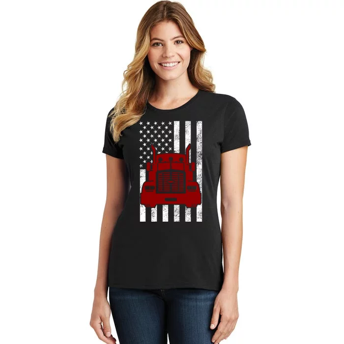 American Trucker USA Flag Women's T-Shirt