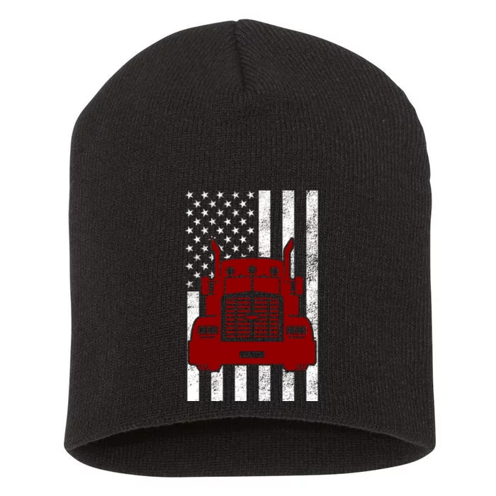 American Trucker USA Flag Short Acrylic Beanie