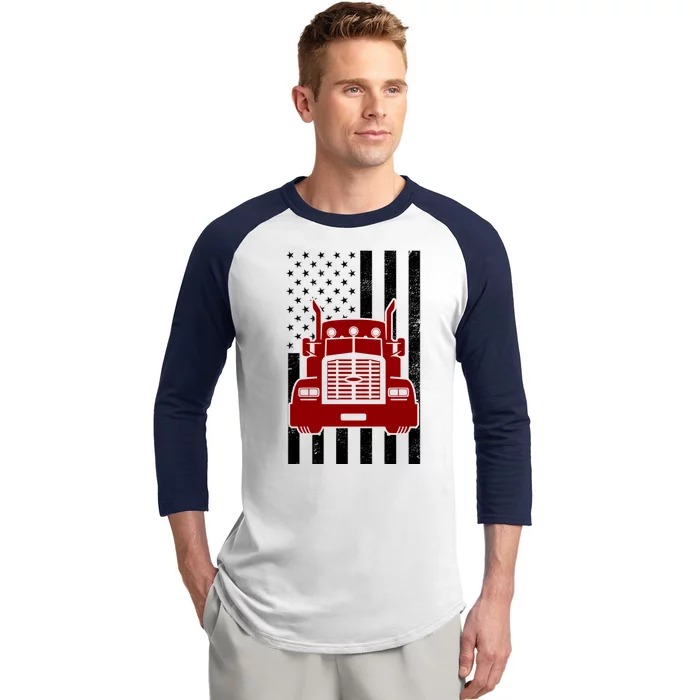 American Trucker USA Flag Baseball Sleeve Shirt