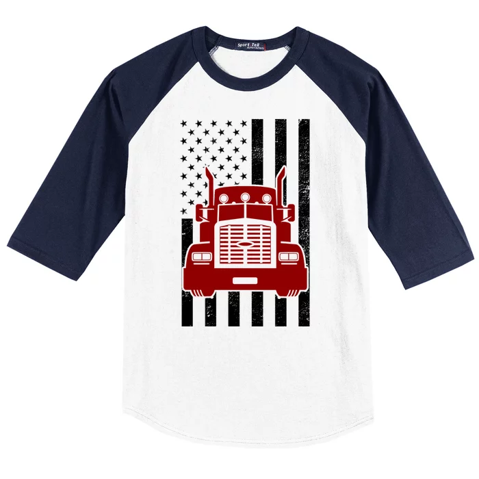 American Trucker USA Flag Baseball Sleeve Shirt