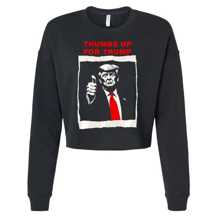 Thumbs Up For Trump Republican Maga Trump Supporter Trump Cropped Pullover Crew