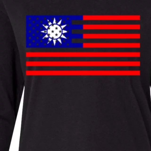 Taiwan Usa Flag Taiwanese American Citizen Nationality Gift Womens Cotton Relaxed Long Sleeve T-Shirt