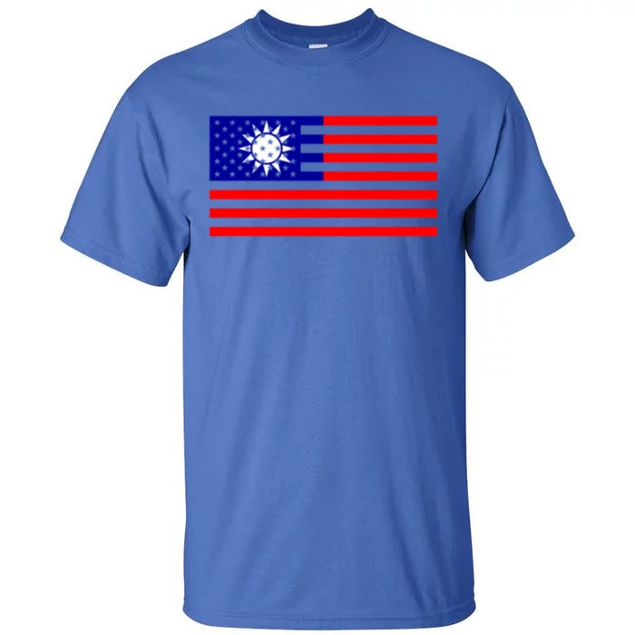 Taiwan Usa Flag Taiwanese American Citizen Nationality Gift Tall T-Shirt