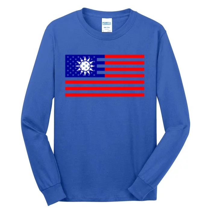 Taiwan Usa Flag Taiwanese American Citizen Nationality Gift Tall Long Sleeve T-Shirt