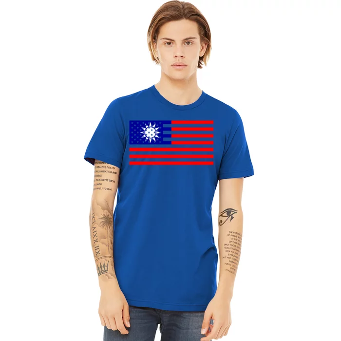 Taiwan Usa Flag Taiwanese American Citizen Nationality Gift Premium T-Shirt