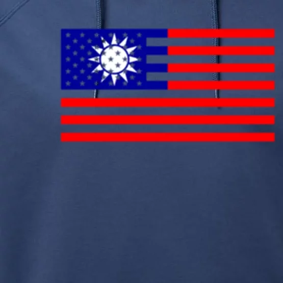 Taiwan Usa Flag Taiwanese American Citizen Nationality Gift Performance Fleece Hoodie