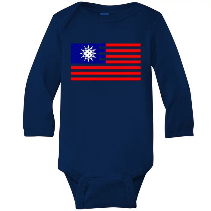 Taiwan Usa Flag Taiwanese American Citizen Nationality Gift Baby Long Sleeve Bodysuit