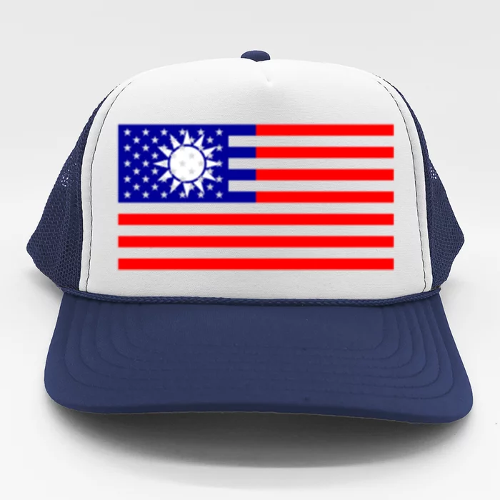 Taiwan Usa Flag Taiwanese American Citizen Nationality Gift Trucker Hat