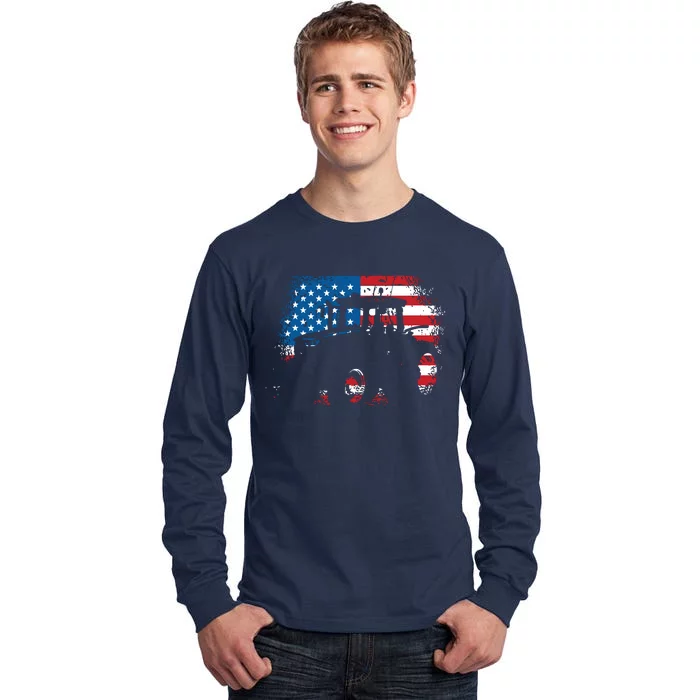 Tractor USA Flag Design For Patriotic Farmer Tall Long Sleeve T-Shirt