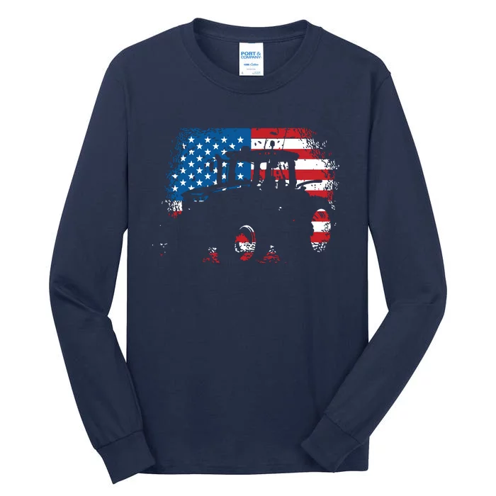 Tractor USA Flag Design For Patriotic Farmer Tall Long Sleeve T-Shirt