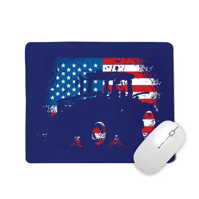 Tractor USA Flag Design For Patriotic Farmer Mousepad