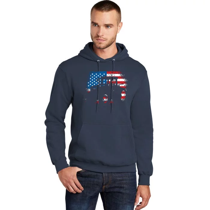 Tractor USA Flag Design For Patriotic Farmer Tall Hoodie