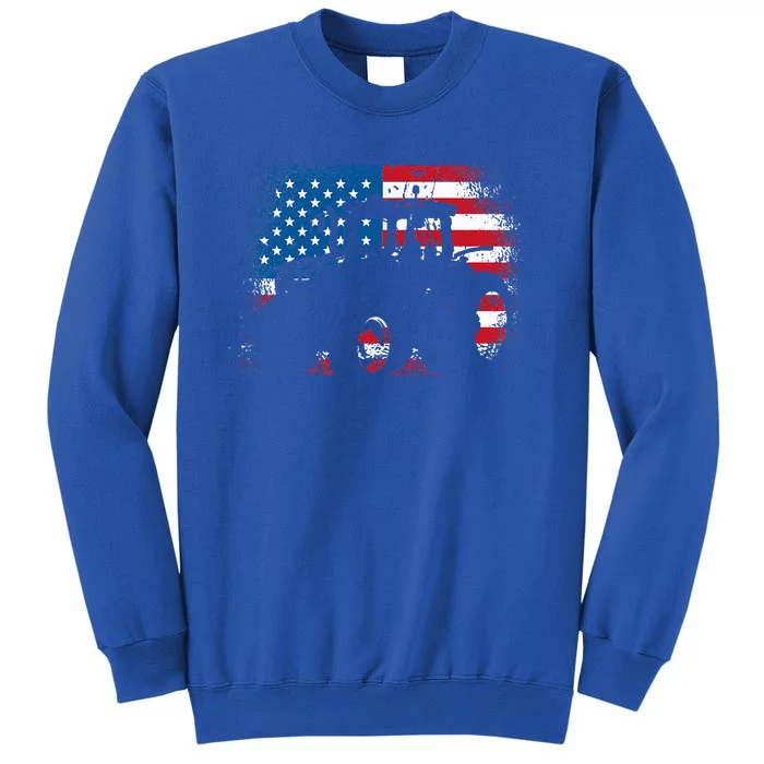 Tractor USA Flag Design For Patriotic Farmer Tall Sweatshirt