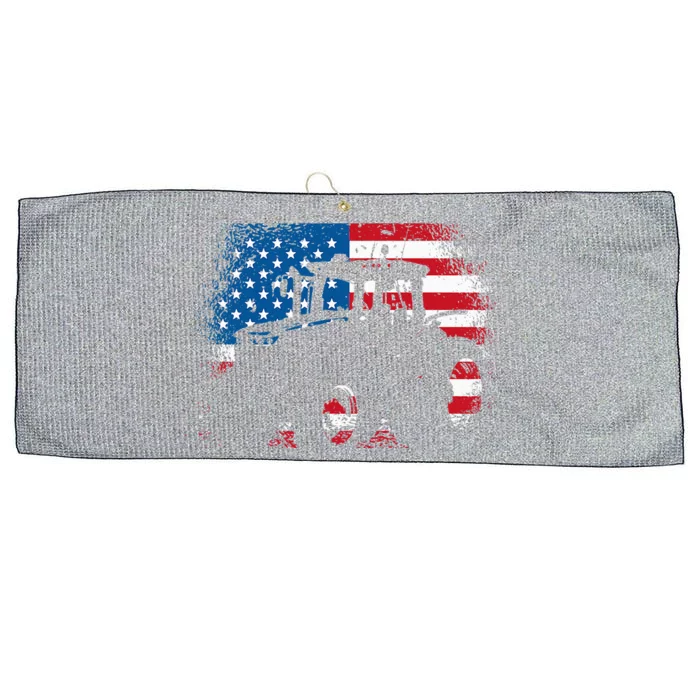 Tractor USA Flag Design For Patriotic Farmer Large Microfiber Waffle Golf Towel