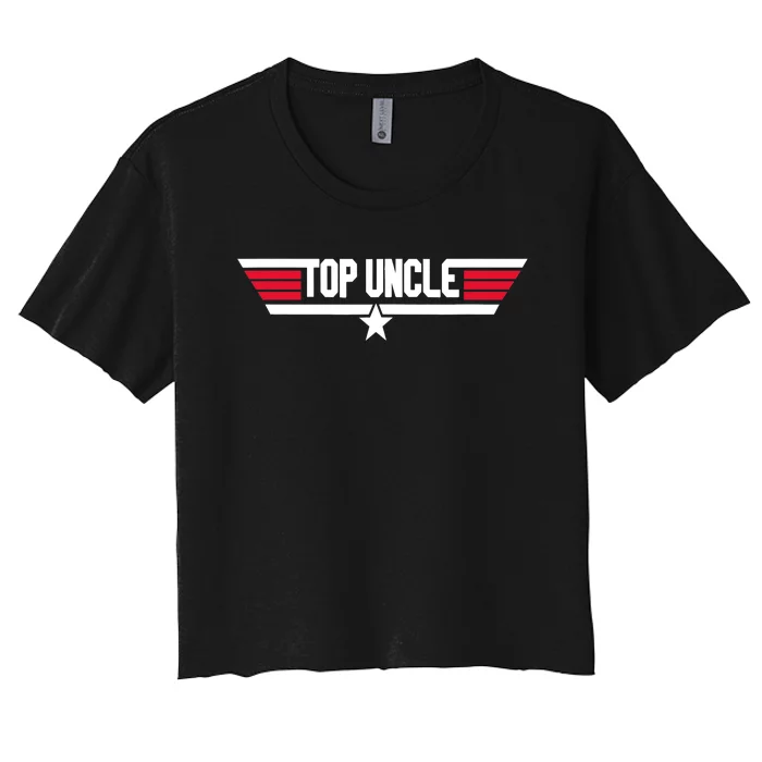 Top Uncle Funny Uncle 80s Father's Day Gift Women's Crop Top Tee