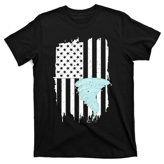 Tornado Us Flag Hurricane Storm Tornado Chaser T-Shirt