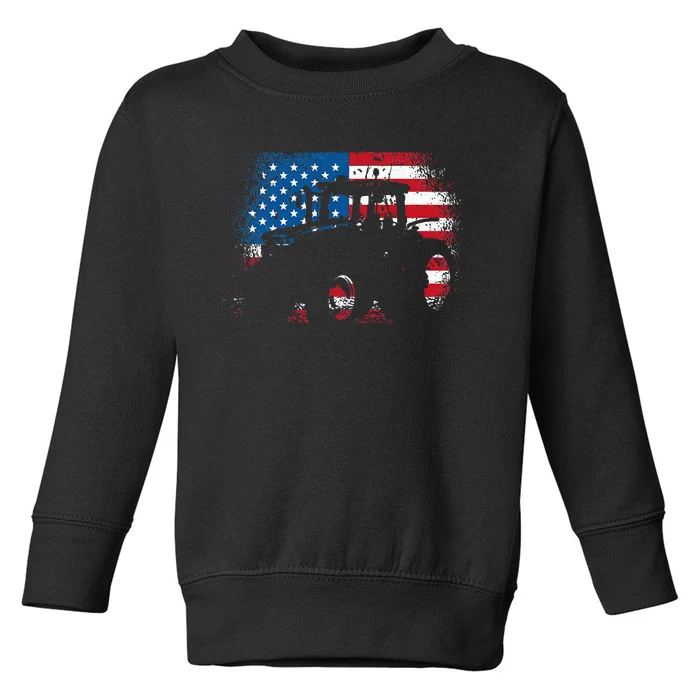 Tractor USA Flag Design For Patriotic Farmer Toddler Sweatshirt