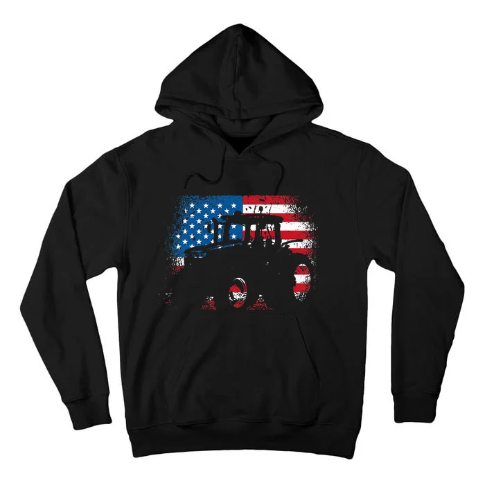 Tractor USA Flag Design For Patriotic Farmer Tall Hoodie