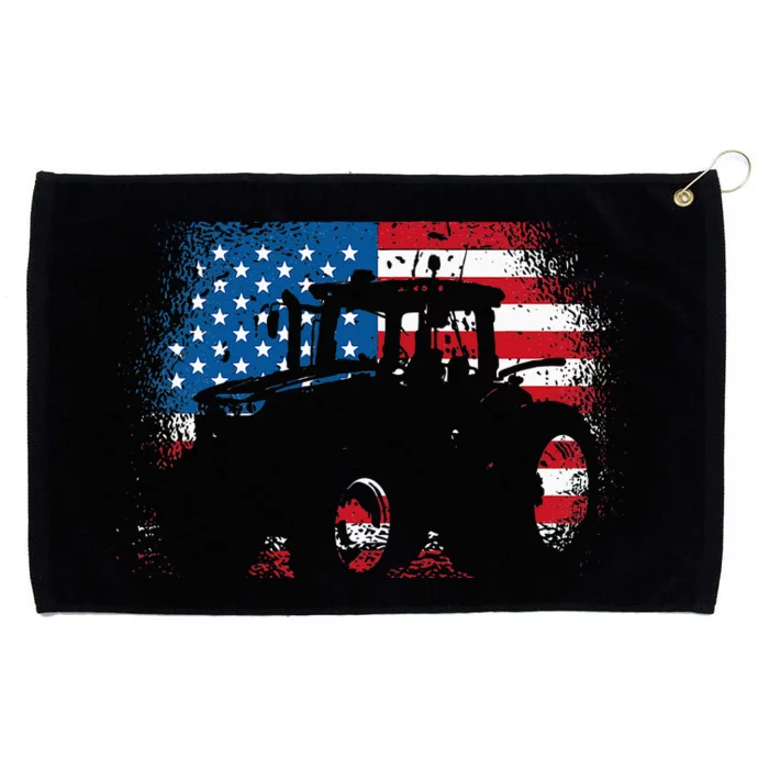 Tractor USA Flag Design For Patriotic Farmer Grommeted Golf Towel