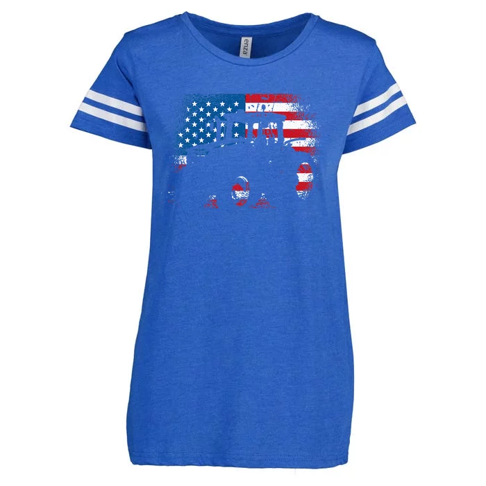 Tractor USA Flag Design For Patriotic Farmer Enza Ladies Jersey Football T-Shirt