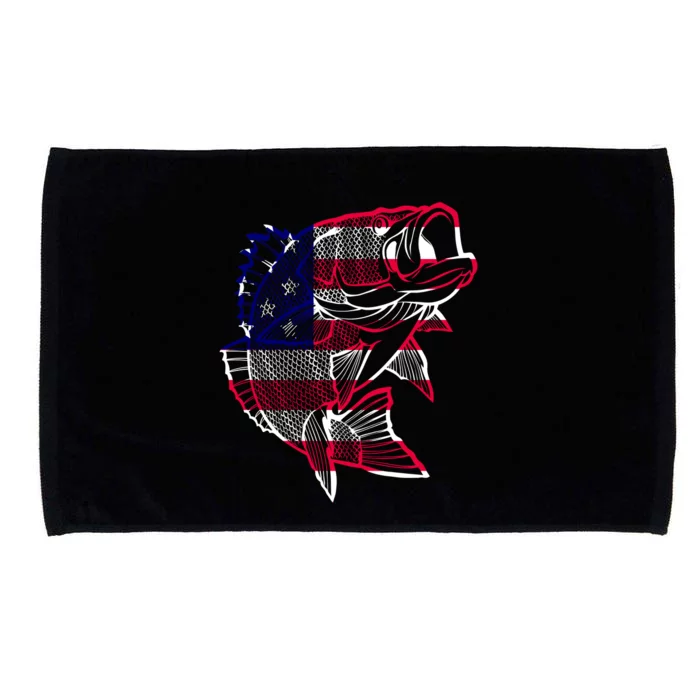 Transparent USA Fish Flag Microfiber Hand Towel