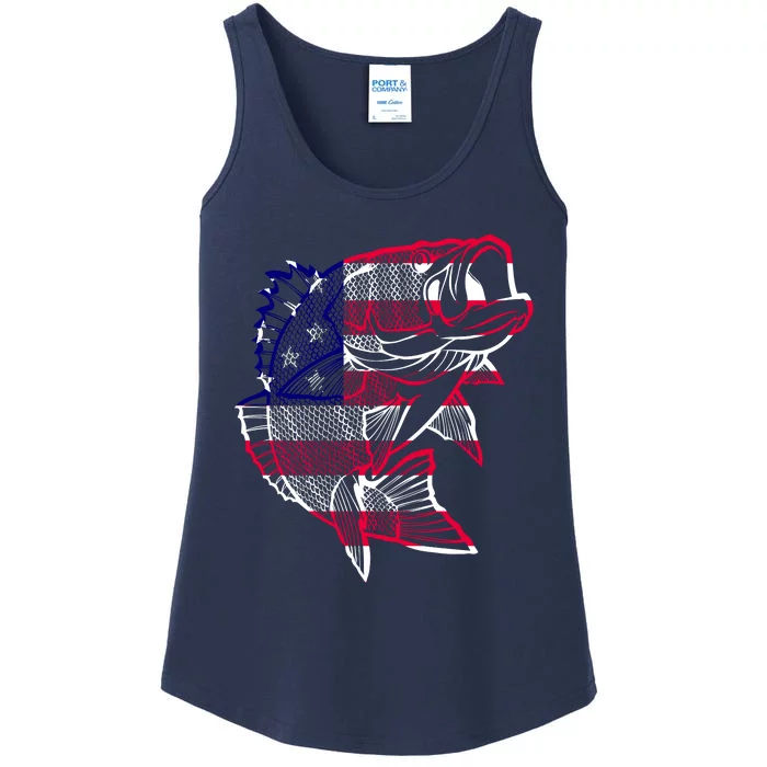 Transparent USA Fish Flag Ladies Essential Tank