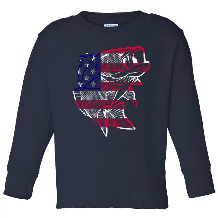 Transparent USA Fish Flag Toddler Long Sleeve Shirt