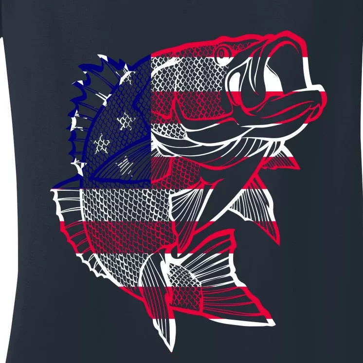 Transparent USA Fish Flag Women's V-Neck T-Shirt