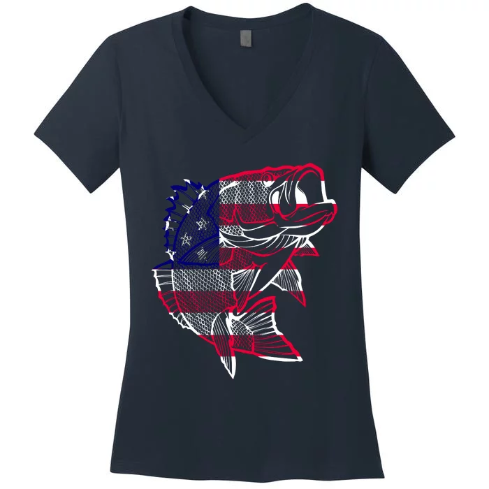 Transparent USA Fish Flag Women's V-Neck T-Shirt