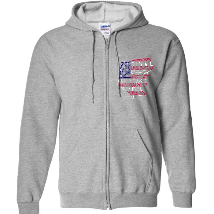 Transparent USA Fish Flag Full Zip Hoodie