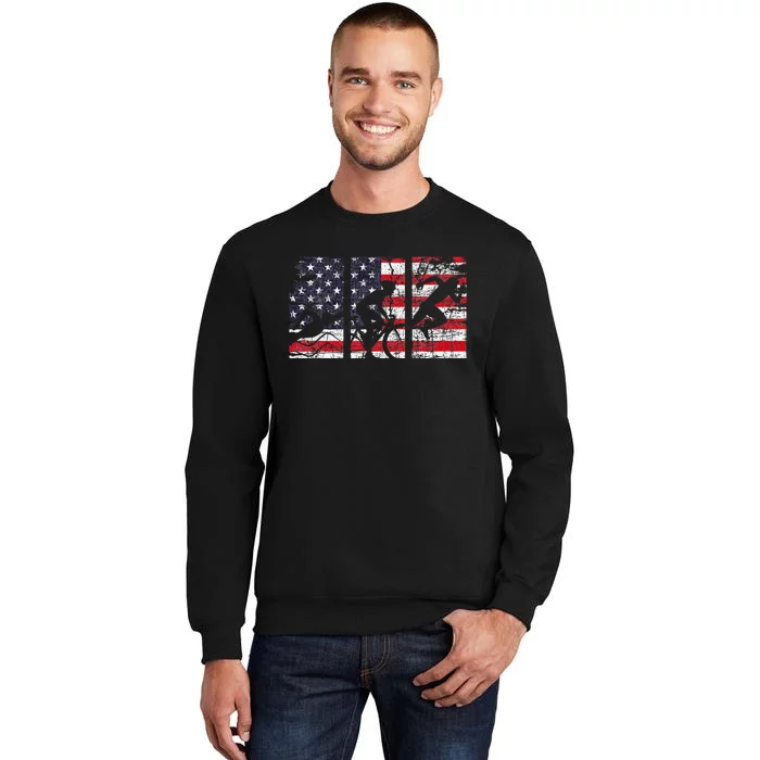 Triathlon Usa Flag Triathlete Athlete Sports Swim Run Bike Sweatshirt