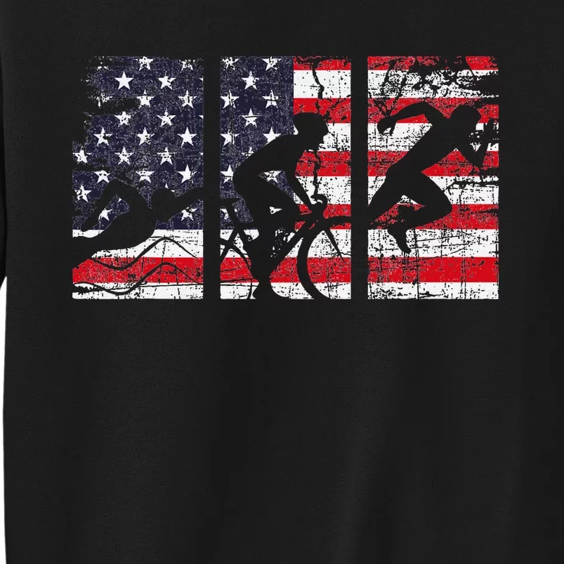 Triathlon Usa Flag Triathlete Athlete Sports Swim Run Bike Sweatshirt